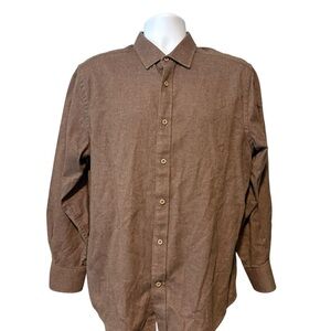 UNTUCKit Men's Slim Fit Long Sleeve Brown Button-Up Shirt XL